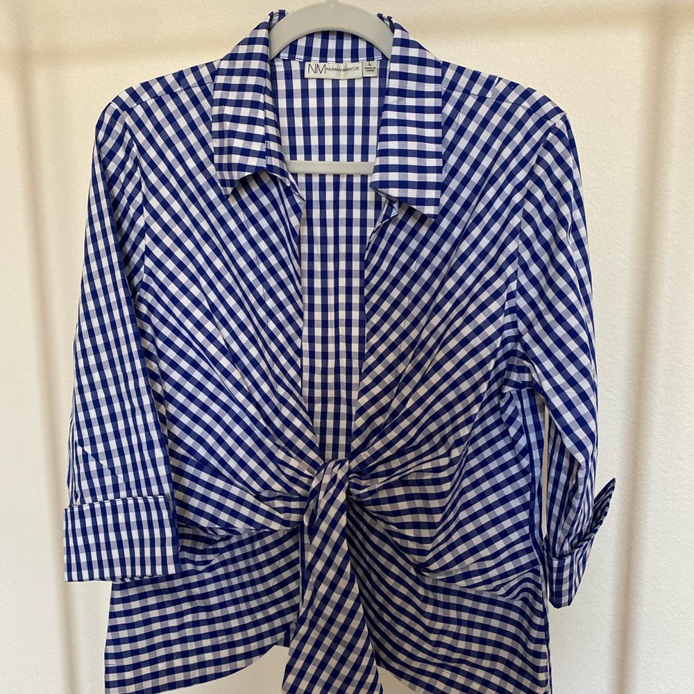 Neiman Marcus Gingham Blouse Size Large